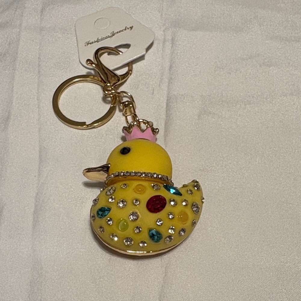 Yellow Duck Keychain with Rhinestones